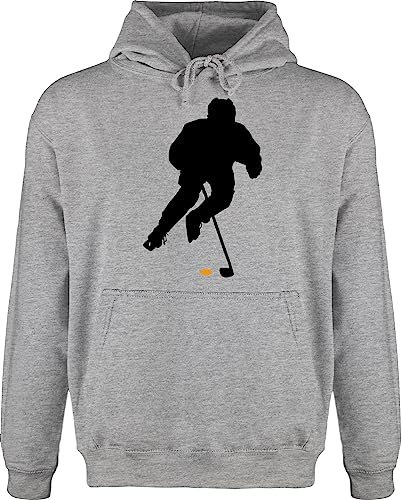 Shirtracer Hoodie Herren Pullover Männer - Eishockey Spieler - L - Grau meliert - Pulli Hockey Icehockey Geschenk Eishockey-Fanartikel Baby