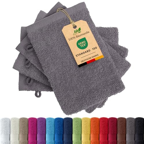 AR Line Arizona 4er Set Waschhandschuhe 15x21 cm – 100% Baumwolle, 500 g/m², weich & saugstark in Farbe: Anthrazit-Grau