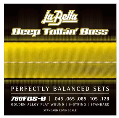 La Bella Strings »DEEP TALKIN' BASS GOLD FLATS - 760FGS-B - 5-STRING E-BASS« Saiten für 5-String E-Bass - Golden Alloy Flat Wound - Standard: 045-128