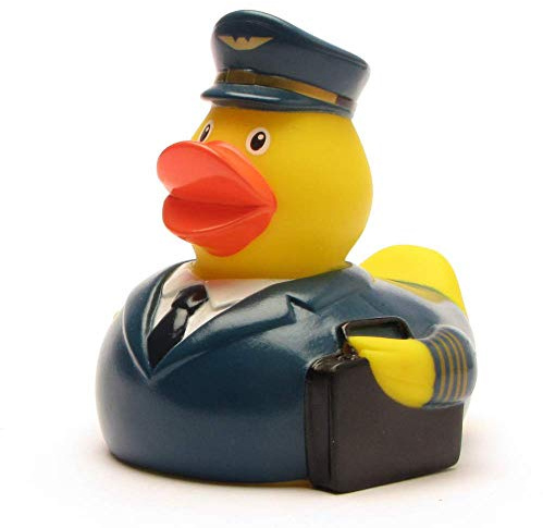 Duckshop I Badeente Pilot I Quietscheentchen I L: 8,5 cm I Quietscheente I Geschenk für Flugpersonal I Präsent Sammler