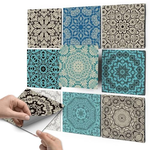 Fliesen Deko Fliesenaufkleber für Küche u. Bad I Fliesenfolie Fliesensticker Klebefliesen Mosaikfliesen Dekorfolie I 10x10 cm - Motiv Marokkanisch - 72 Stück