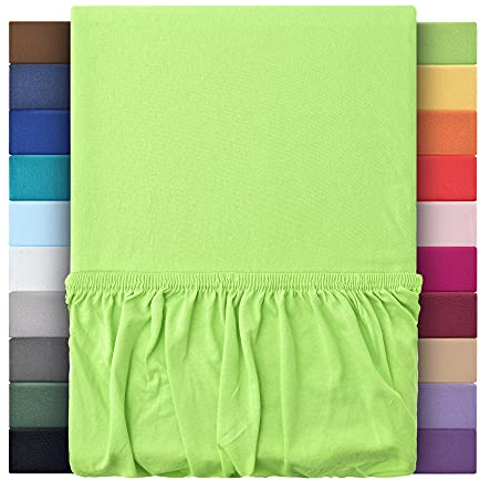 leevitex® Spannbettlaken 90x200cm - 100x200cm | Spannbetttuch Bettlaken | 100% Jersey Baumwolle | Matratzenhöhe bis 25 cm | Öko-tex | Apfelgrün/Hellgrün