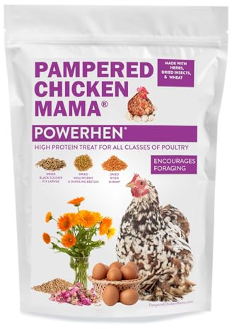 Backyard Chicken High Protein Herbal Treat with Dried River Shrimp, Black Soldier Fly Larvae, Mealworms, Basil, Hibiscus Flowers, Rose Petals (PowerHen) (4 pounds)