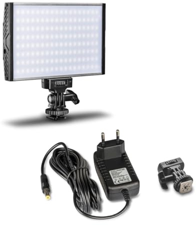 Walimex pro LED Niova 150 Bi Color Videoleuchte inkl. Netzteil, On-Camera Fotolampe 15 W, Videolicht mit Einstellbarer Farbtemperatur 3200-566 K, Studiolicht dimmbar