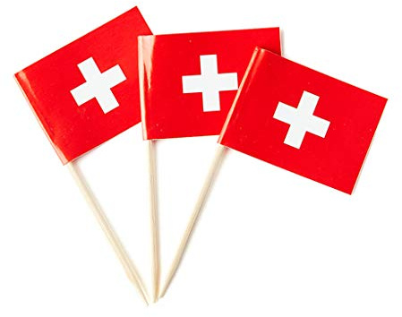 Petit drapeau suisse - Mini cure-dents pour nourriture, cupcakes, cocktails, amuse-bouches, décorations de fête