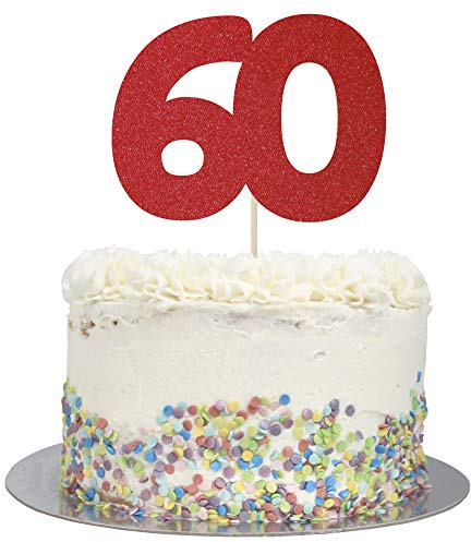 Crafty Toppers Large Number 60 Glitter Cake Topper (Red Glitter)