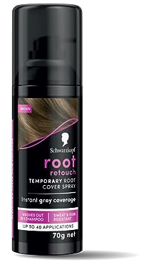 Schwarzkopf Root Retouch, sofortiges graues Ansatzspray für Nachwachsen, schweiß- und regenbeständig, temporäres Ansatzspray, Braun, 120 ml (1 Stück)