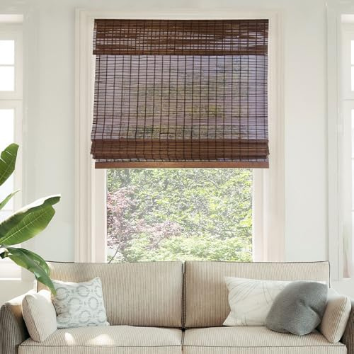 CHICOLOGY Bambusrollos, Bambus-Sonnenschutz, römische Lampenschirme für Fenster, römische Fensterschirme, Fensterblenden für Zuhause, Bambus-Sonnenschirme für Terrasse, Jalousien und Schatten,