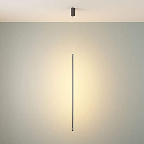 Siet Minimalistische Schwarze LED-Pendelleuchte, Moderne Röhren-Hängelampe, Decken-Downlight, Lange Streifen-Hängeleuchte, zylindrischer Kronleuchter für das Küchen-Café-Büro