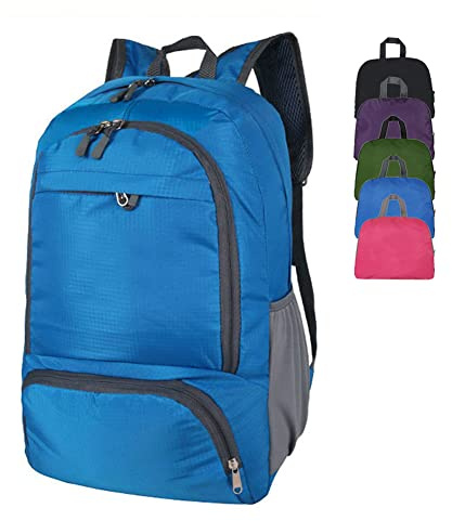 HYCOPROT Ultraleicht Faltbarer Rucksack 35L, Wasserdicht Wanderrucksack Packable Rucksäcke, Reiserucksack für Damen Herren Camping Outdoor Wandern Radfahren Klettern (Blau)
