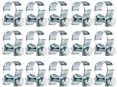 15 Pièces Collier de Serrage Acier Galvanisé 12-14mm Colliers Serrage Collier Durite Réglables pour Pince Collier Echappement Tuyau de Carburant