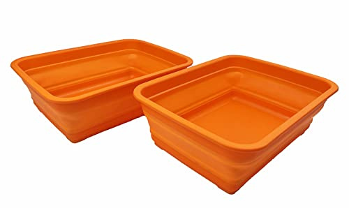 SAMMART 8L zusammenklappbare Wanne – Faltbare Geschirrwanne – tragbares Waschbecken – platzsparende Kunststoff-Waschwanne (Orange)