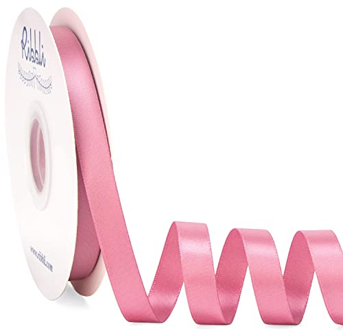 Ribbli Rosy Mauve Satin Ribbon Double Faced Satin 1/2 inch x Continuous 50 Yards- Rosy Mauve Ribbon for Gift Wrapping Crafts Wedding Decoration Bows Bouquet Floral Arrangement