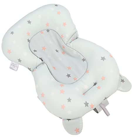 Badewannensitz, Fixierungs-Baby-Badesitzkissen, Verstellbar, Schwimmend, für Neugeborene für Badezimmer (Hellblaue Sterne)