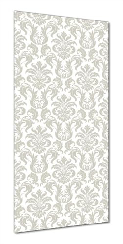 Wallario Selbstklebende Duschrückwand 80 x 180 cm mit Motiv Königliche Schnörkelei in weiß und beige - Wandverkleidung Fließenersatz mit Hochglanzlaminat in Glasoptik