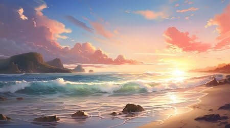 adrium Acryl-Bild 70 x 40 cm: Wunderschöne Meereslandschaft. Sonnenaufgang über dem Meer. Vektorillustration (213031227)