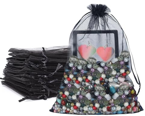 YWKJDDM Organzabeutel, 30 Stück Organzasäckchen 20x30 cm Schmuckbeutel Gross Organza Säckchen Zum Befüllen für Geschenksäckchen Hochzeit Weihnachten Beutel Party Geschenk
