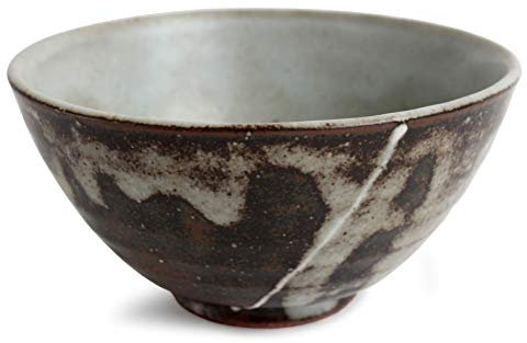 Mino ware KSC107 Bol à riz en poterie japonaise de style traditionnel fabriqué au Japon (Marron brûlé)
