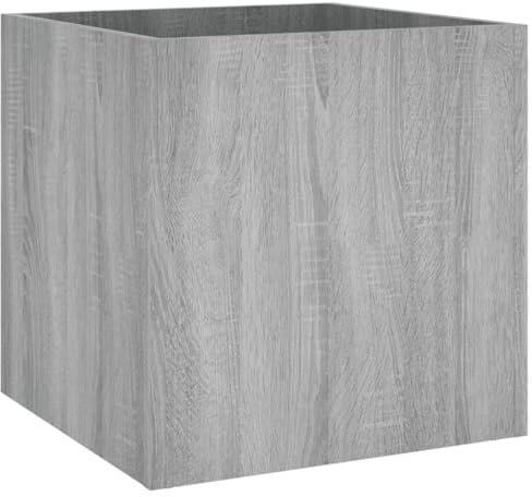 Makastle Pot Carré, Jardinière en Bois d'Ingénierie, intérieur extérieur jardinière Pot de Fleurs Cache-Pot, Sonoma Gris 40x40x40 cm