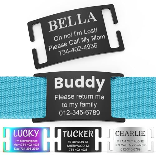 YEHANTI Hundemarke mit Gravur - Personalisierte Anhänger Marke für Hunde, Katzen und Welpen - Edelstahl Hundemarke Personalisiert mit Name, Telefonnummer und Adresse (L, Schwarz)