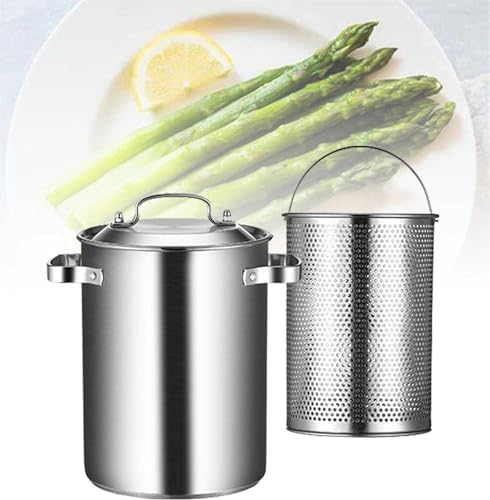 WQZStar Spargeltopf aus Edelstahl 304, multifunktional, Spargeltopf Induktion, Pasta für Nudeln, Spaghetti, Gemüse, ergonomisches Design