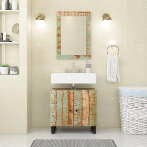 INLIFE Mobile Lavabo 62x33x58 cm Legno Massello Recupero e Multistrato Mobili, Set di mobili (17,2KG)