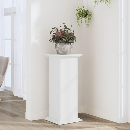 Rantry Supporto per Piante Bianco 33x33x80 cm in Legno Multistrato, Portafiori da Esterno, Porta Piante， Scaffale Piante Esterno, Portafiori da Balcone, Scaffale per Piante da Interno