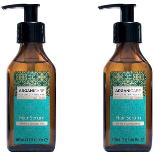 ARGANICARE Argan-Serie | reparierendes Serum | Bio-Arganöl | trockenes & geschädigtes Haar | reduziert Haarbruch | bringt Glanz Kraft & Weichheit | 2 x 100 ml