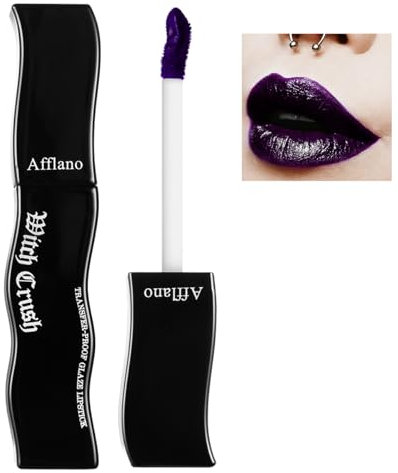 DE'LANCI Goth Lipgloss Makeup Borgogna, Non Appiccicoso Lunga Tenuta Altamente Pigmentato Rosso Vino Lucidalabbra, Finish Brillante Resistente allo Sporco per Halloween, Cosplay e Trucco Gotico #03