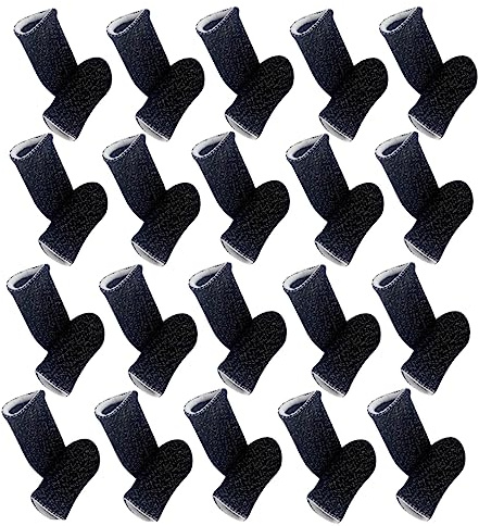 DOITOOL Rutschfeste Fingerhüllen für Handyspiele, 20 Stück, Schwarz | Nylon Gewebe, Schweißabweisend und Anti Fingerabdruck, Sitzt Sicher, für Mobiles Gaming