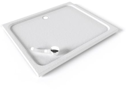 Plato de Ducha Acrílico 100x120 cm Blanco| Textura Pizarra Antideslizante | Extraplano 5 cm | – Incluye válvula y rejilla | Moments of Glass