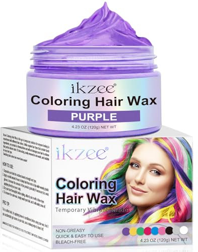 Temporäre Haarfarbe, 120g Haarfarbe Auswaschbar Hair Wax Color Haartone für Männer Frauen, Haarfärbemittel Wachs für DIY, Party, Cosplay, Halloween (Lila, 120g)