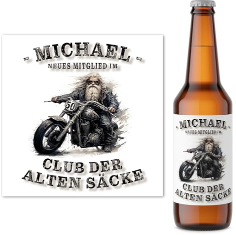 50. Geburtstag Mann Bieretiketten personalisiert Motorrad Männergeschenk Bier Geschenk für Männer Geburtstagsgeschenk Flaschenetikett Bierflaschen Etiketten 6 Stück | 9x9 cm (50 Jahre)