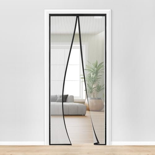 Wzlxcxxy Magnet Fliegengitter Balkontür, Haltbarere Fliegengitter Tür 140x220cm, Reines Schwarz ohne Streifen, Einfache Installation, keine Werkzeuge Erforderlich