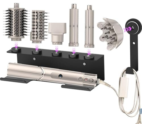 Support mural pour sèche-cheveux Shark Flex Style - Compatible avec Shark FlexStyle - Support de fer à friser - Rack avec cordon de suspension pour accessoires, bigoudis, brosses, diffuseur et embouts