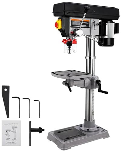 Taladro de columna, Taladro de banco de 13/15, motor de 7,5 A, velocidad variable, mesa de trabajo con inclinación de 0 a 45°, taladro de sobremesa Para proyectos de bricolaje y manualidades(15 inch