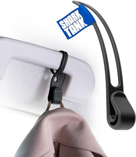 Stowey Car Hook – Kleiderhaken für Auto Haltegriff (1 Stk. Auto Haken) | Jackenhalter Auto hält bis 10kg, Auto Kofferraum Haken, Kleiderbügel Auto Kopfstütze, Jacken Haken Auto Handgriff Schwarz