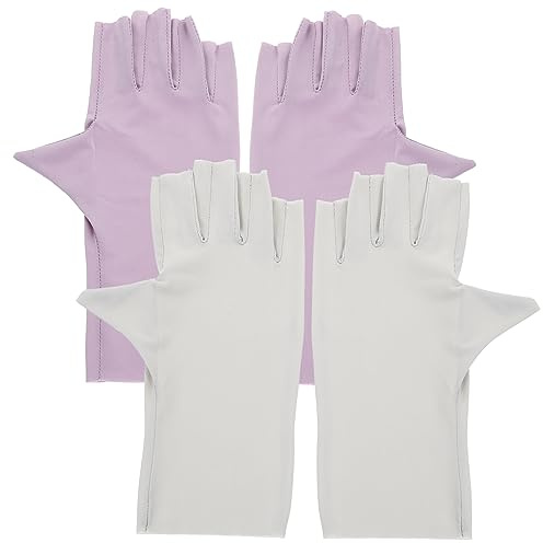 WRITWAA 2 Pares de Guantes de Protección UV sin Dedos para Manicura y Nail Art, de Chinlon, Ligeros y Prácticos