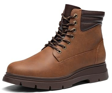 Bruno Marc Botas Moto Cordones Hombre Botas Chukka Vestir Invierno con Cremallera y Suela Antideslizante,Size 44,Marrón,BMUMAB2512