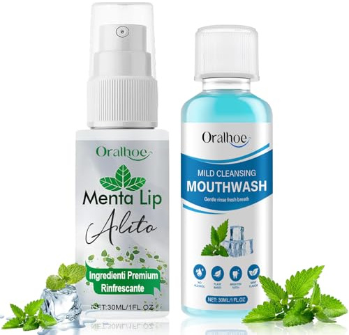Set spray orale e collutorio da 30 ml | Alito fresco e combatte l'alito cattivo | Senza alcol, con menta per un'igiene orale duratura e una pulizia profonda