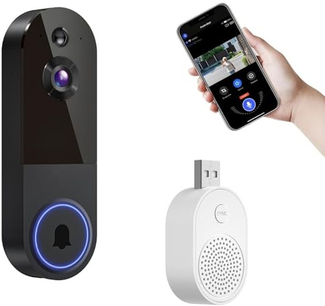 SafeDoorbell - Safe Doorbell Camera Wireless, 1080p Smart Wireless Video Doorbell Camera Chime, Two-Way Audio, Motion Detection, the Smarter Way To Protect Your Home (Black)