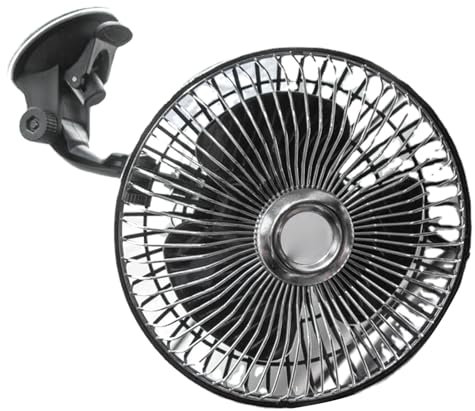 Ghzste 6 Inch Car Air Circulator Fan with Suction Cup, Powerful Automatic 360° Rotatable Cooling Fan for Vehicle, Full Coverage Air Circulation (24v)