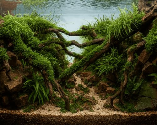 NatureHolic Sea Wood Aquarium & Terrarium Deko Wurzel - Natürliches Wurzelholz für Aquascaping - Versteckmöglichkeiten für Fische & Garnelen - Huminstoffe für gesundes Milieu - Größe S