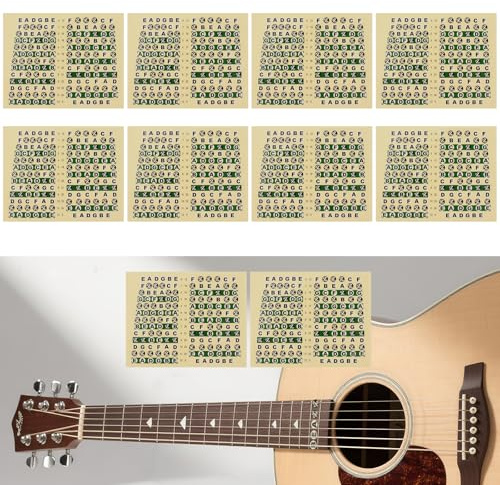 WANDIC Gitarren-Skala-Aufkleber, Griffbrett-Noten-Aufkleber, abnehmbare Griffbrett-Etiketten für Akustik- und E-Gitarren, Anfänger-Lernhilfe, 10 Stück