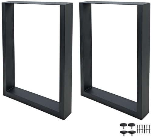 RAMROXX 2er Set Tischbeine Tischkufen Metall Rechteck 60x72 cm – Tischgestell Schwarz