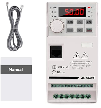 Variateur de Fréquence 2,2 KW Convertisseur de Fréquence avec Entrée 220V Monophasé Sortie 380V Triphasé, Contrôle de Vitesse Refroidissement Rapide pour Moteurs de Machine