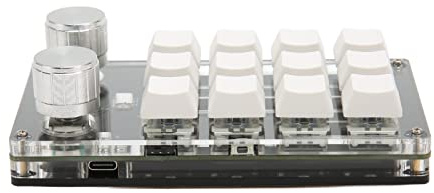 KIMISS Mini Tastiera Meccanica con 12 Tasti e 2 Manopole per Giochi e Contenuti Multimediali - Tastierino Programmabile USB e per funzionalità Avanzate (WHITE)