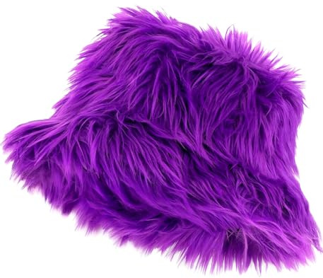 TrendandStylez Plüsch Hut Fischerhut – Flauschiger Fellhut für Damen & Herren, ideales Kostüm Zubehör für Festival, Rave, 90er Party & Fasching, Warme Winter Mütze in vielen Farben