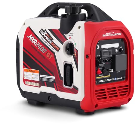 maXpeedingrods Generador de energía inverter de gasolina de 2400 W, aplicación Bluetooth® para monitorear datos de forma remota, solo 15 kg, compacto y ligero para camping de RV al aire libre y uso