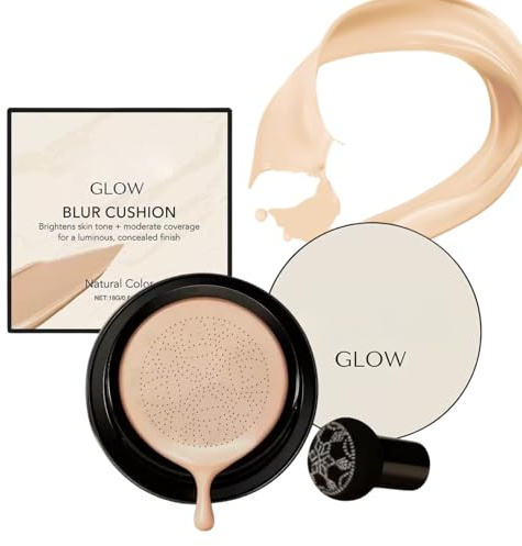 Luvie Glow Mushroom Head Foundation Cushion-Long-Lasting&Brightens(Natural) | Full Coverage & Moisturizing CC Cream,Luvie Glow Makeup-Moisturizing Concealer,Breathable Foundation for All Skin Types